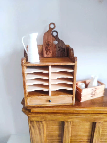 Muebles de casa de muñecas en miniatura a escala 1:6, archivador de madera, escena de sala de estar