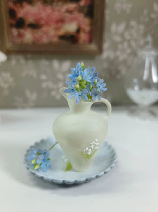 1:6 Scale Blue Star Flower Clay Miniature Floral BJD Dollhouse Decor Blythe Accessory