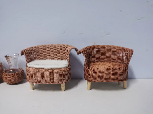1:6 Scale Miniature Wicker Chair Dollhouse Furniture For BJD Blythe Dolls