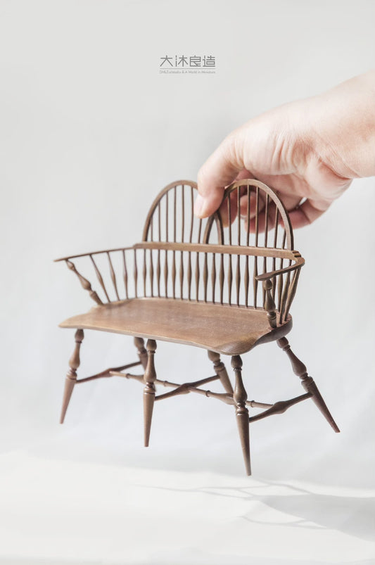 Sillas de comedor Windsor con respaldo alto a escala 1:6, muebles para casa de muñecas en miniatura