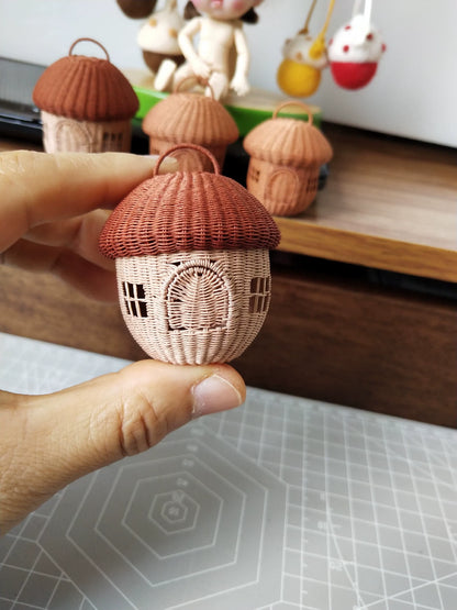 1:6 Scale Miniature Woven Rattan Handbag Dollhouse Accessory For Blythe Doll