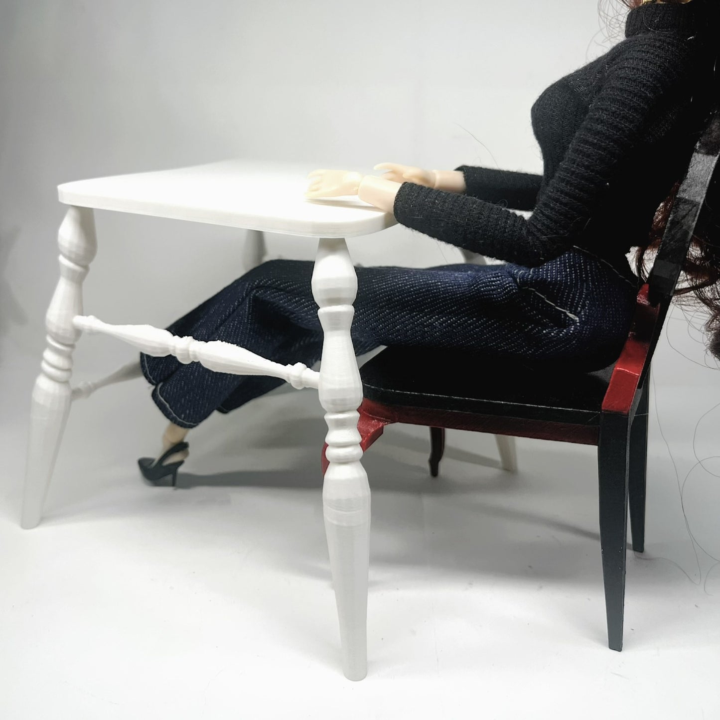 Mesa de centro de madera a escala 1:6, muebles de casa de muñecas en miniatura para sala de estar