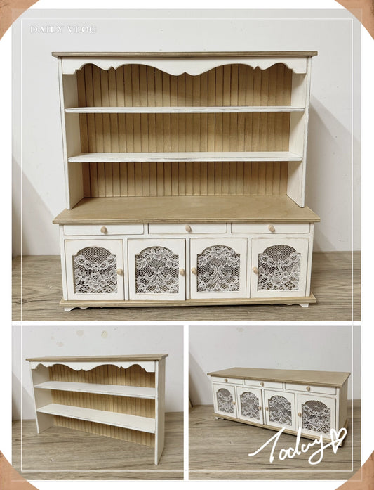 1:12 Scale Miniature French Vintage Sideboard Cabinet Dollhouse Furniture For Living Room Kitchen