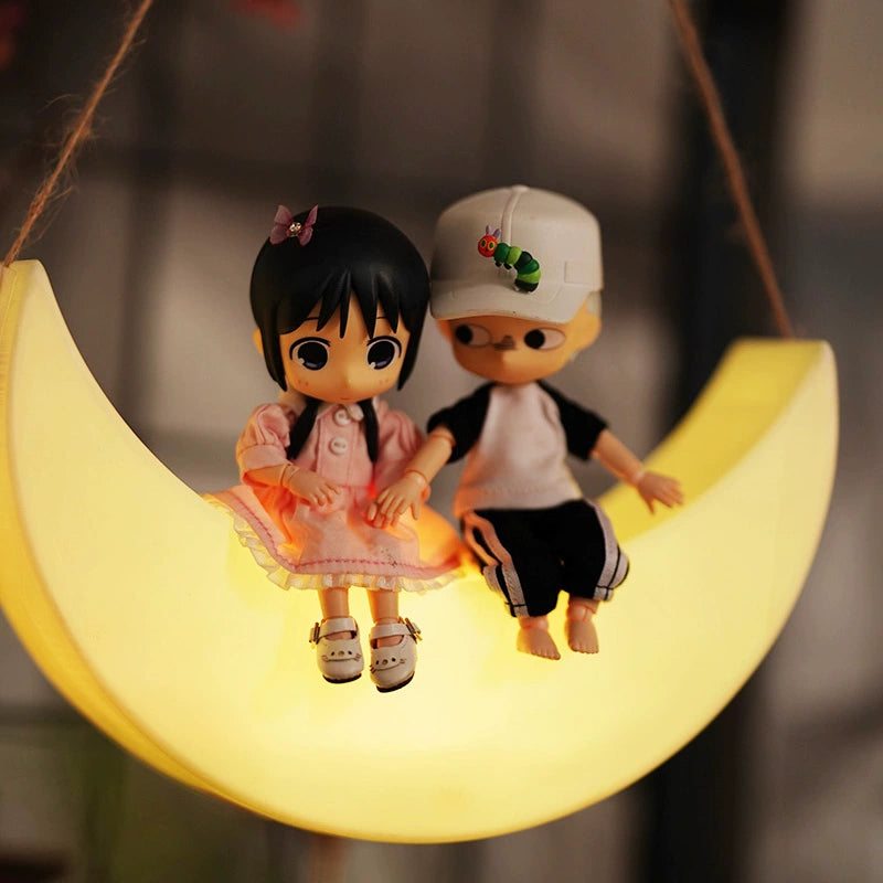 Muebles en miniatura para casa de muñecas BJD a escala 1:6, accesorios OB11, lámpara de luna LED Blythe, lámpara de pesca, juego de luces de mesa