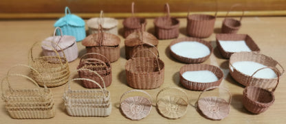 1:6 Scale Miniature Woven Picnic Basket Flower Basket Pet Bed For Dollhouse Photography OB11