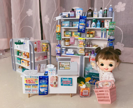1:12 Scale Miniature Wooden Cabinet Dollhouse Furniture For Pharmacy Candy Store Display Shelf