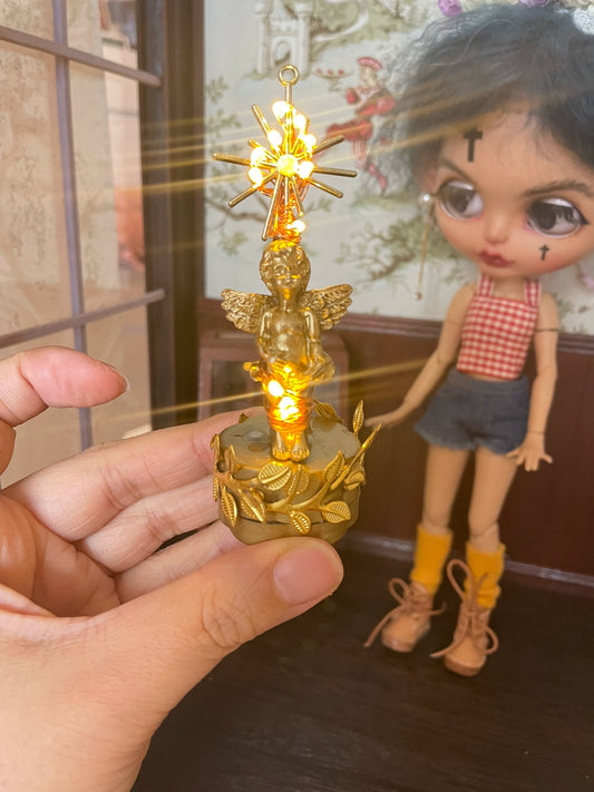 1:6 Scale Miniature European Angel Table Lamp For Blythe Dollhouse Accessories