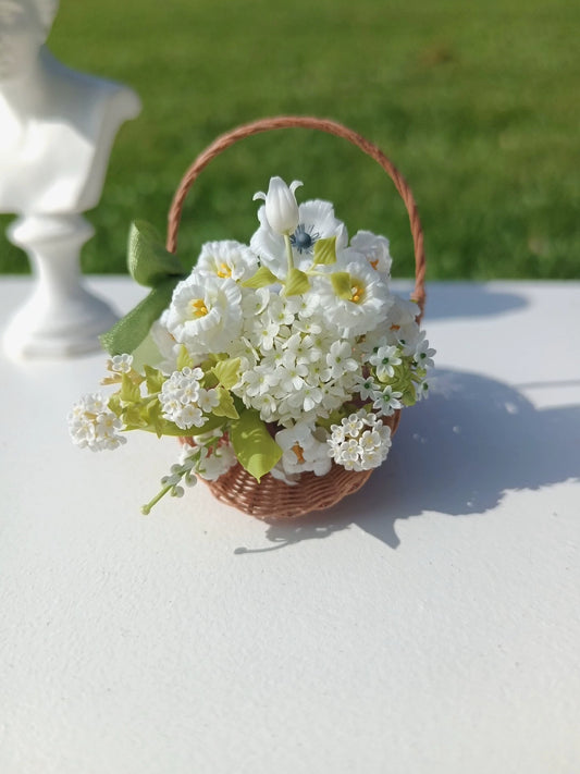 1:6 Scale Miniature Clay Hydrangea Flower BJD Dollhouse Decor Blythe Accessory