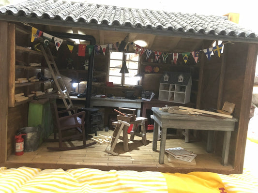 Cabaña de madera a escala 1:6, casa de muñecas en miniatura para muñecas Blythe BJD, muebles en miniatura para escenas pequeñas.