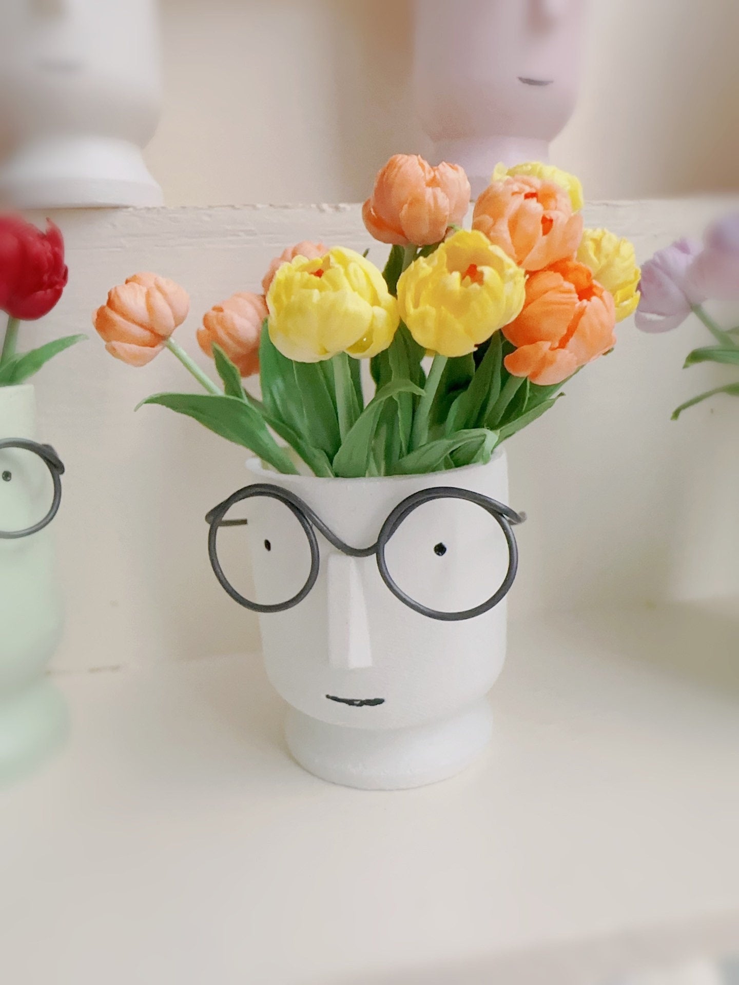 Tulipán de arcilla en miniatura a escala 1:12, decoración para casa de muñecas, arreglo floral artificial
