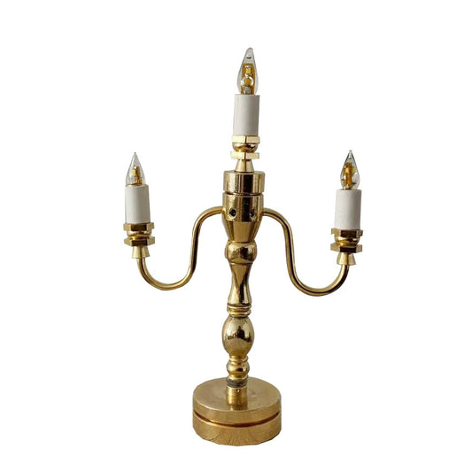 Bougeoir LED miniature à trois lumières pour maison de poupée, échelle 1:6, pour accessoires de figurines BJD Blythe