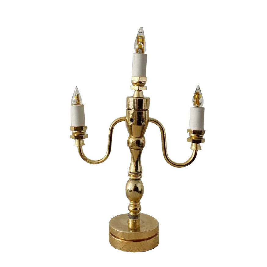 Bougeoir LED miniature à trois lumières pour maison de poupée, échelle 1:6, pour accessoires de figurines BJD Blythe