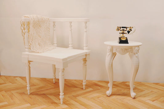 Chaise d'angle et table d'appoint rétro victorienne à l'échelle 1:12, meubles miniatures pour maison de poupée, salle d'étude