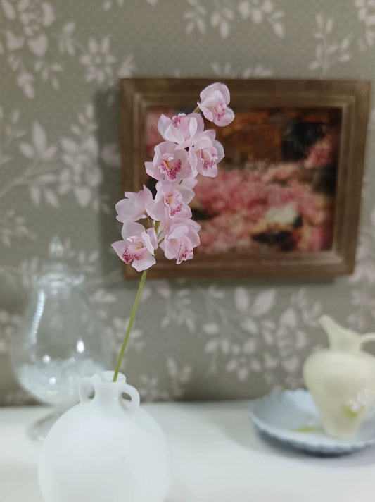 Orquídea Cymbidium en miniatura a escala 1:12, flor de arcilla, decoración para casa de muñecas BJD Blythe