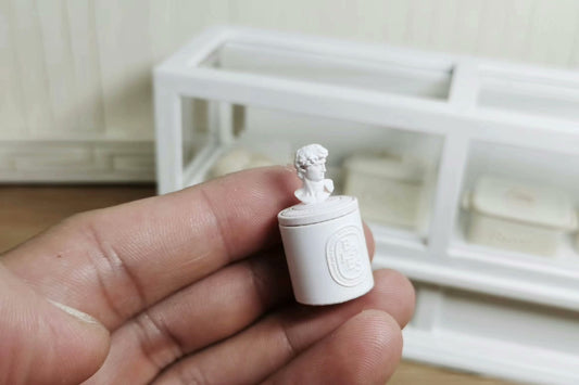 Estatua de David en miniatura a escala 1:12, taza perfumada, tarro de almacenamiento con tapa, accesorio para casa de muñecas en miniatura