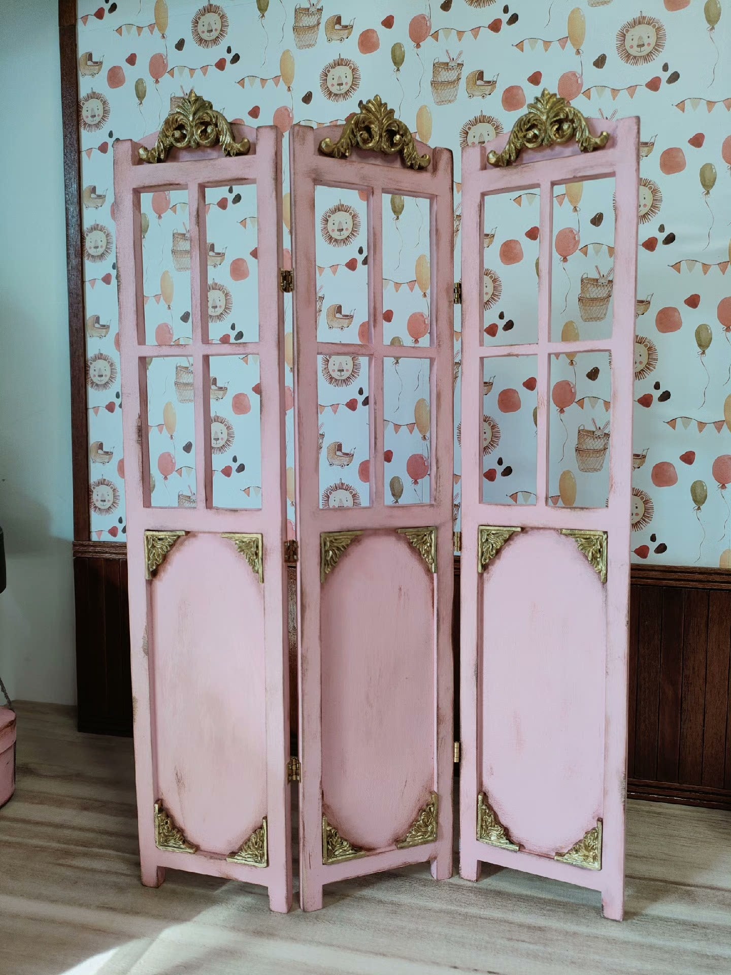1:6 Scale BJD Doll Handmade Miniature Screen Pink Dollhouse Accessory