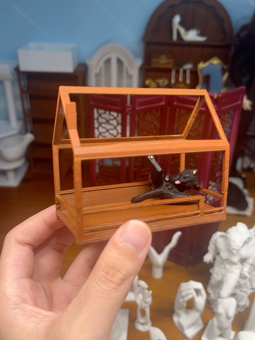Cage de salle de fleurs miniature pour maison de poupée à l'échelle 1:6