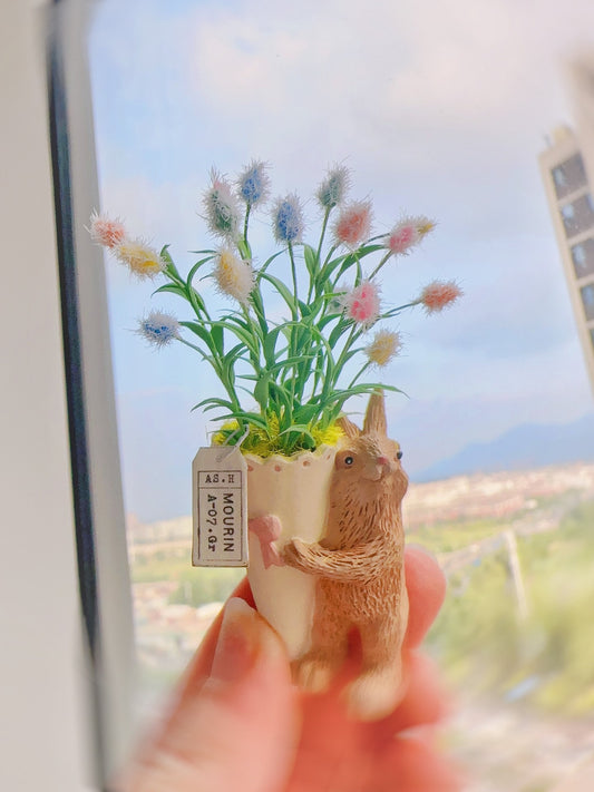 Flores de arcilla en miniatura a escala 1:12 para decorar casas de muñecas. Arreglo floral de salvia.