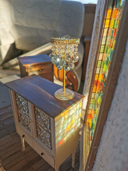 Panel de fondo de vidriera para casa de muñecas en miniatura, escala 1:6, accesorio para muñecas Blythe BJD, escala 1:12