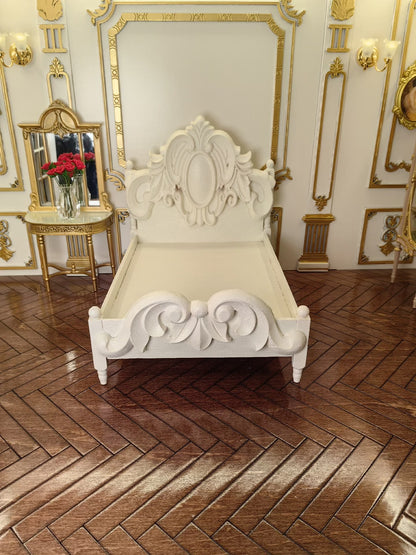 Cama para muñecas BJD en miniatura a escala 1:12, muebles para escenas de casa de muñecas