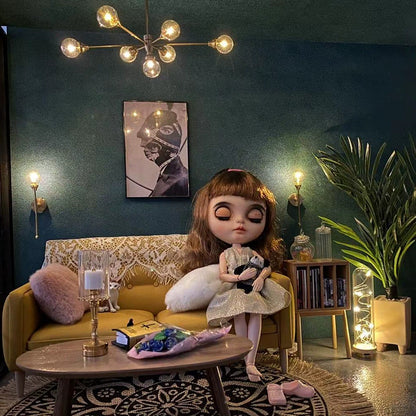 Lampe lumineuse sans fil à haricot magique pour maison de poupée, échelle 1:6, échelle 1:12, BJD Blythe