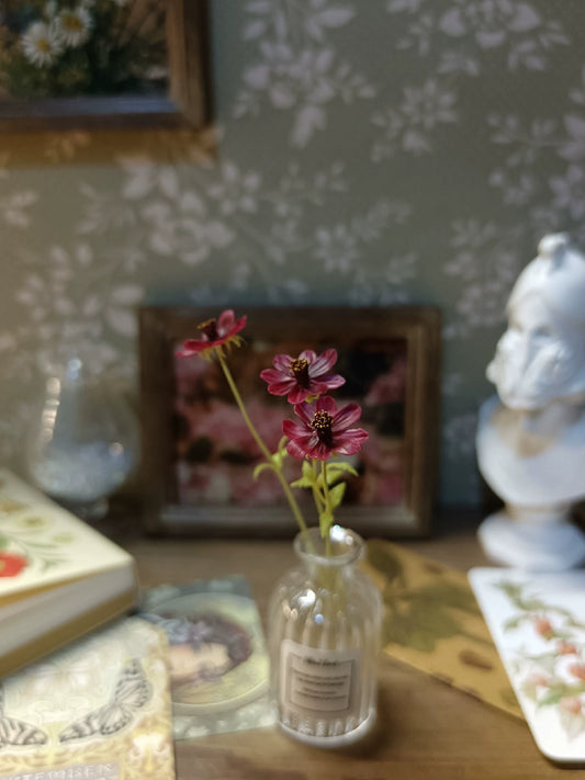 1:6 Scale Miniature Chocolate Cosmos Clay Flowers BJD Blythe Dollhouse Decor