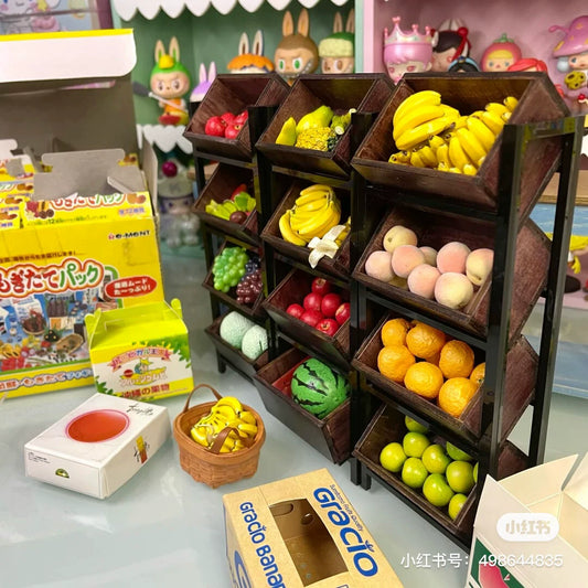 1:6 Scale 1:12 Scale Miniature Fruit Vegetable Market Stall Dollhouse Display Shelf Miniature Furniture