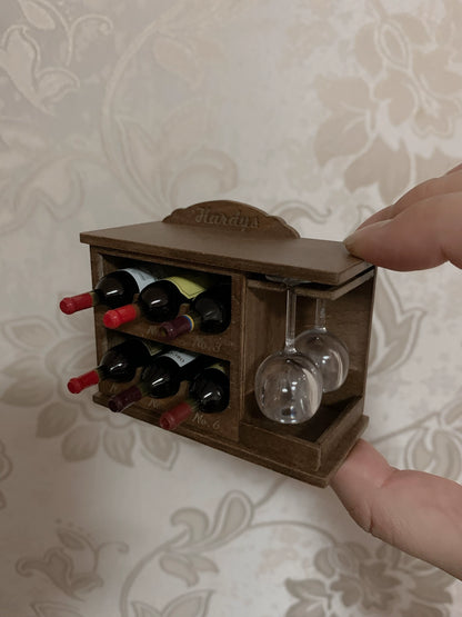 1:12 Scale Miniature Wine Rack Dollhouse Furniture For Living Room
