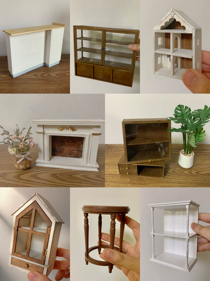 1:12 Scale Miniature Wooden Cabinet Bookshelf Dollhouse Furniture For Blythe Dolls