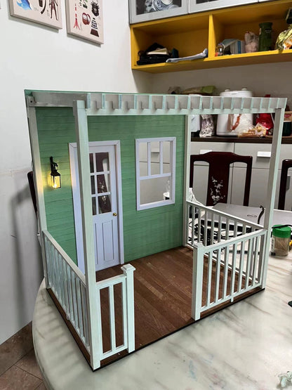 1:6 Scale Miniature Dollhouse Entrance Hall Display Scene With Wooden Cabinet For Photography