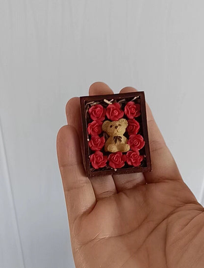1:6 Scale 1:12 Scale Miniature Teddy Bear Wooden Flower Display Dollhouse Accessory Blythe BJD
