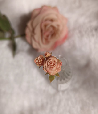1:6 Scale Miniature Clay Rose BJD Decor Retro Cappuccino Rose Dollhouse Accessory
