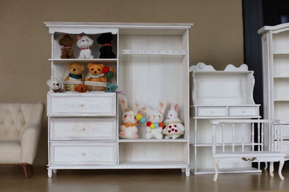 Armario de madera a escala 1:6, muebles de casa de muñecas en miniatura para muñecas BJD Blythe