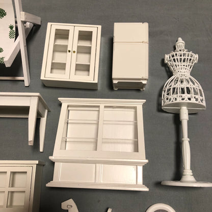 1:12 Scale White Dream Princess Dollhouse Miniature Furniture Set For Ob11 Dolls