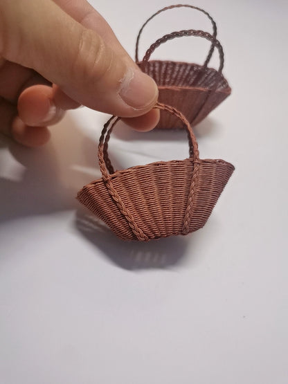 1:12 Scale Miniature Woven Paper Basket Dollhouse Furniture Customizable Color