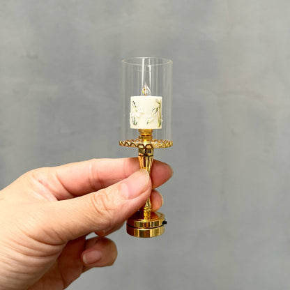 Bougeoir en verre LED pour maison de poupée miniature à l'échelle 1:6, accessoire de décoration de table romantique pour BJD Blythe