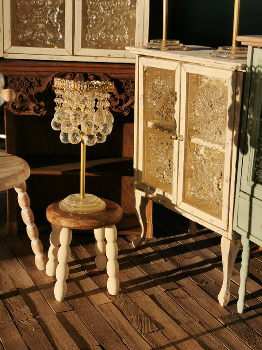Mueble de madera a escala 1:6 con cristal en relieve para casa de muñecas en miniatura Blythe BJD