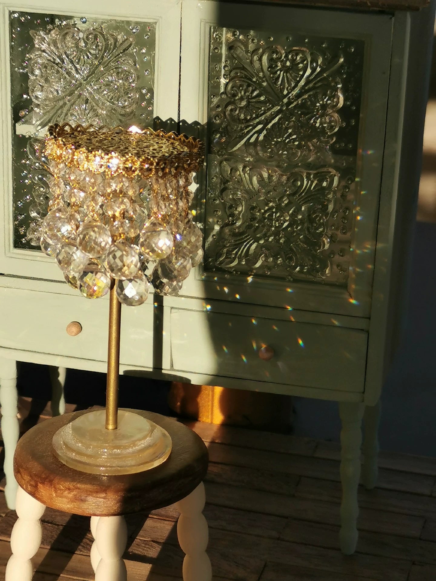 1:6 Scale BJD Crystal Chandelier Blythe Doll Table Lamp OB11 Floor Lamp Miniature Dollhouse Lighting