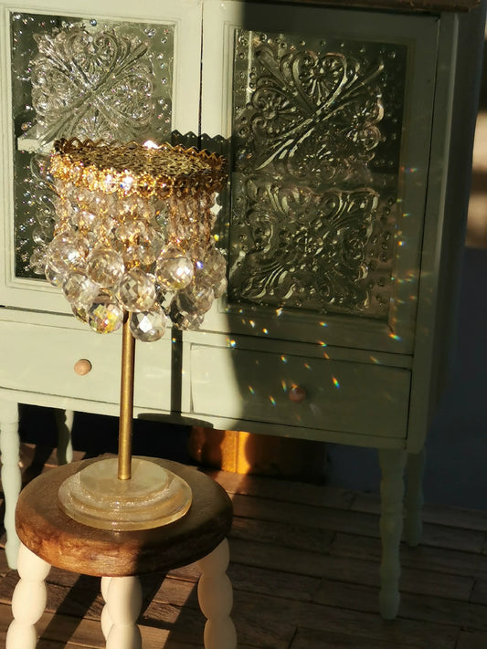 1:6 Scale BJD Crystal Chandelier Blythe Doll Table Lamp OB11 Floor Lamp Miniature Dollhouse Lighting