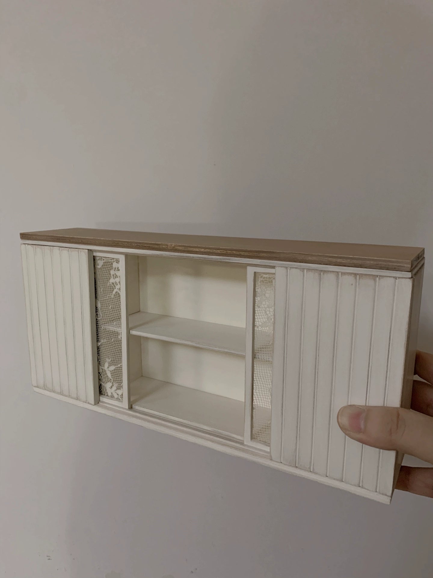 1:12 Scale Vintage Lace Distressed Side Cabinet Miniature Dollhouse Furniture For Bar Or Living Room