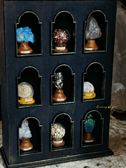 1:12 Scale Mineral Display Cabinet Black Miniature Dollhouse Furniture With Edge Polarization