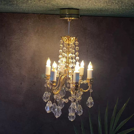 Lustre miniature à LED pour poupée BJD, échelle 1:6, accessoires de photographie pour maison de poupée Blythe Ob11
