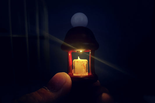 Calentador de cera derretido con luz nocturna de casa de nieve en forma de hongo en miniatura a escala 1:12