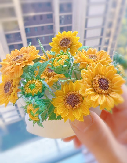 1:6 Scale Miniature Sunflower Bouquet With Buds For Blythe Dollhouse Decor