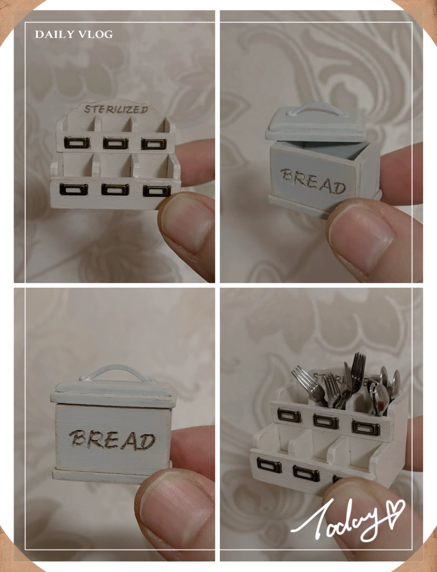 1:12 Scale Miniature Bread Basket Dessert Basket Retro Handmade Dollhouse Furniture