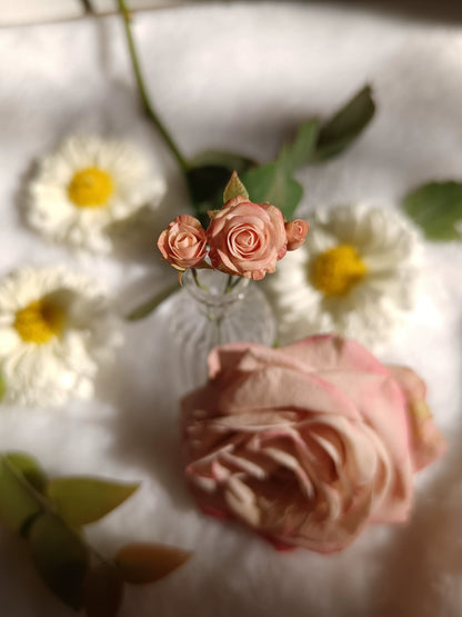 1:6 Scale Miniature Clay Rose BJD Decor Retro Cappuccino Rose Dollhouse Accessory