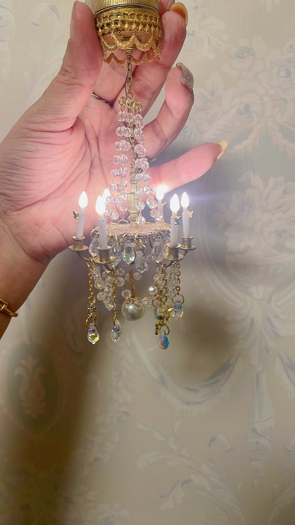 Lustre miniature pour maison de poupée Blythe, échelle 1:12, avec télécommande sans fil