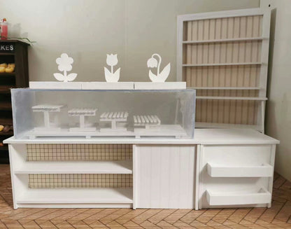 Estante de exhibición de madera a escala 1:12, muebles para casa de muñecas en miniatura, hecho a mano, nogal negro, dos usos