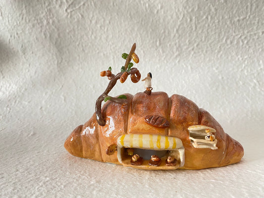 1:12 Scale Miniature Bread House Night Light With Stone Clay Decoration