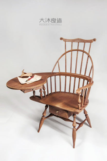 Silla de escritorio Windsor a escala 1:6, muebles para casa de muñecas en miniatura